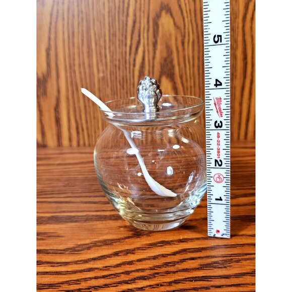 Williamsburg Virginia Handmade Sterling Silver & Glass Honey/Condiment Jar - Picture 4 of 7